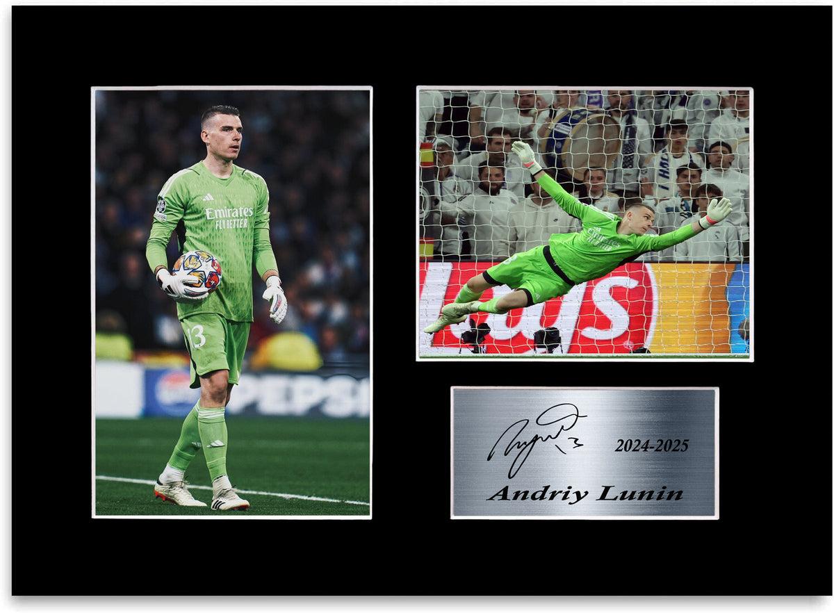 Andriy Lunin Real Madrid Football Player mounted display by LJW Prints