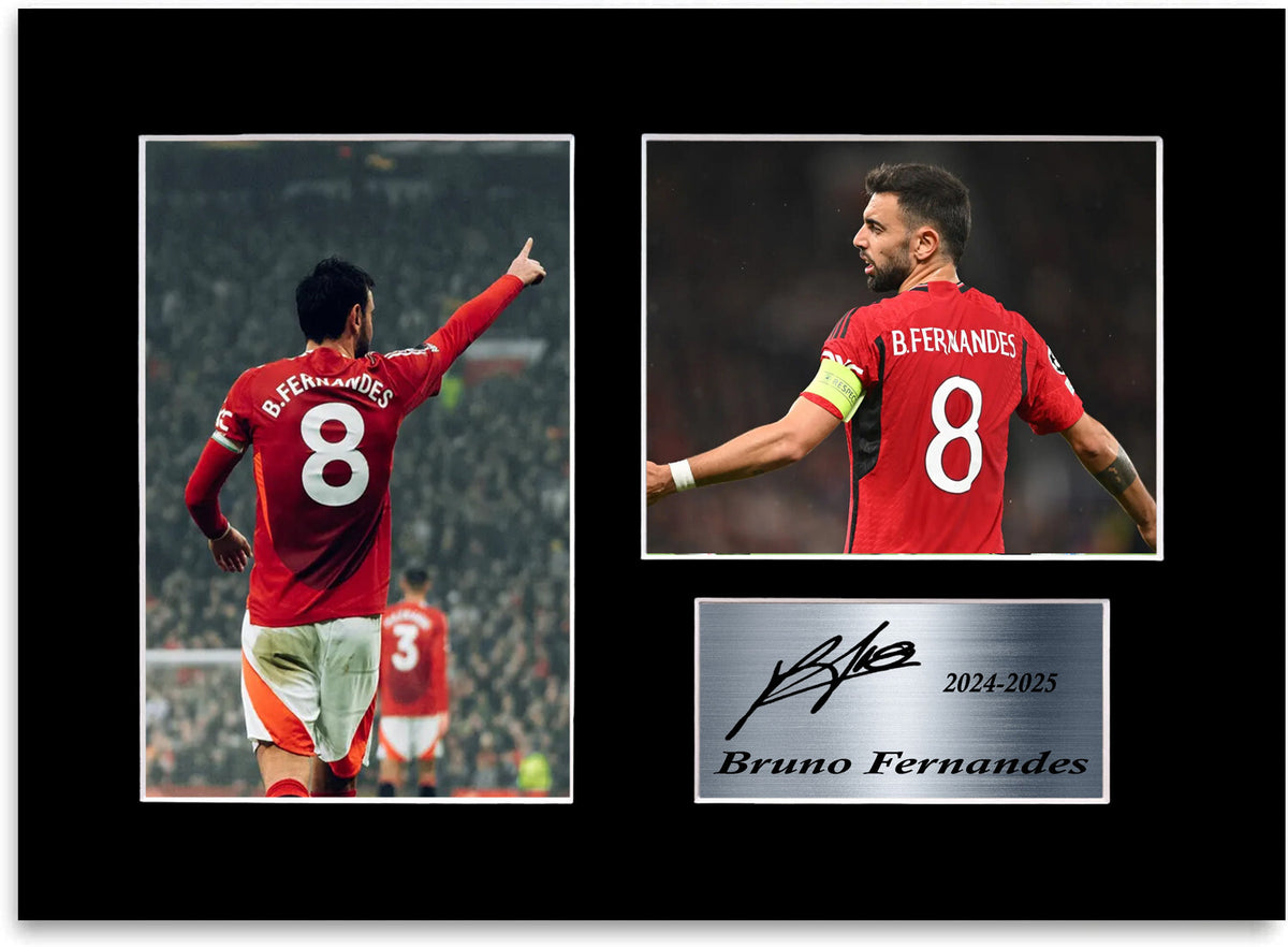 Bruno Fernandes Man United Player mounted display by LJW Prints