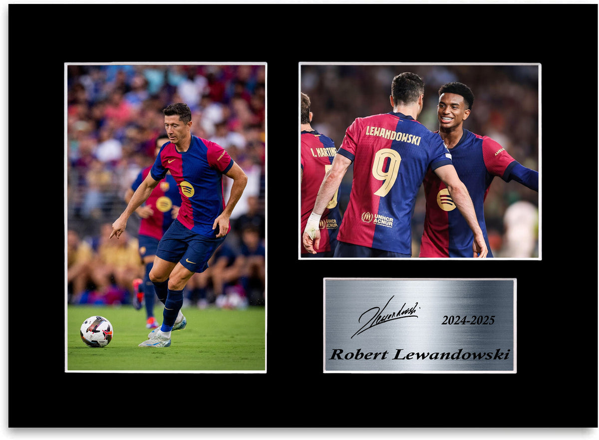 Robert Lewandowski Football Player Barcelona mounted display by LJW Prints