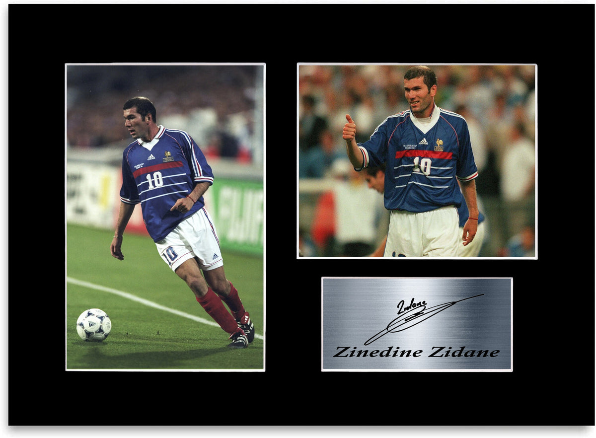 Zinedine Zidane France 1998 A4 Signed Photo Display Poster Mount Gift