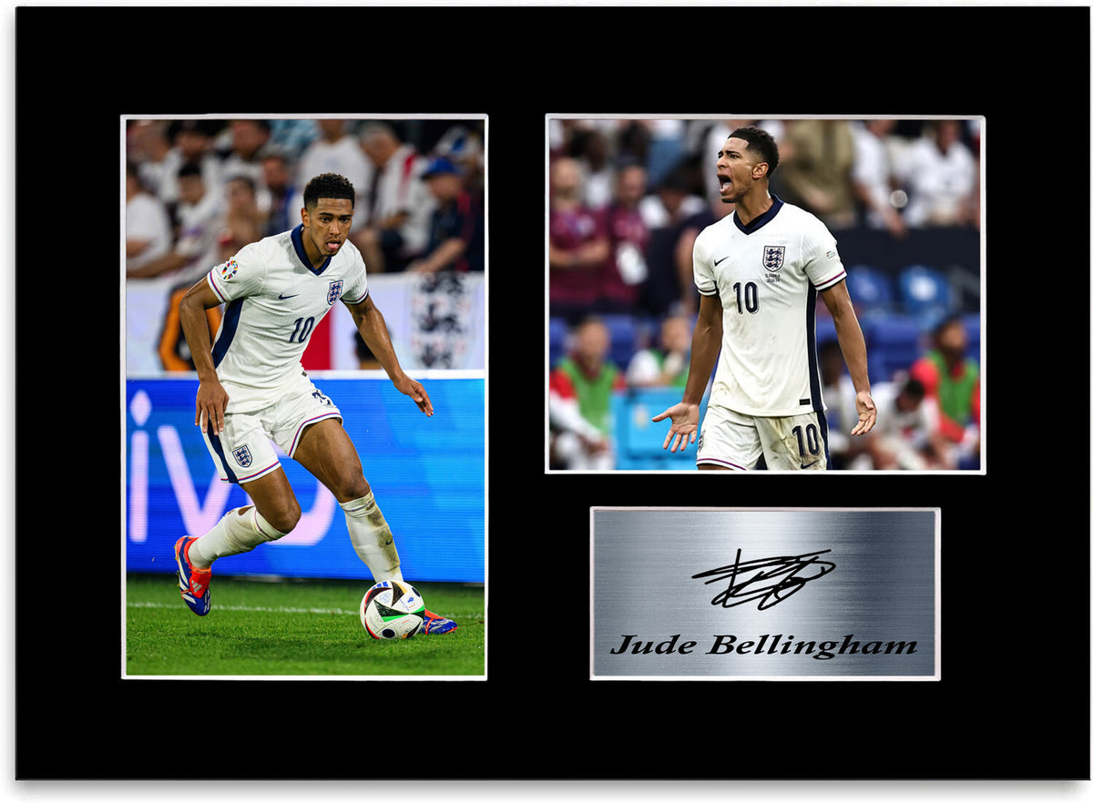 Jude Bellingham England Euro 2024 Football Player mounted display by LJW Prints