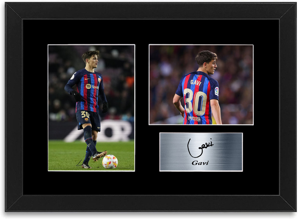 Gavi Barcelona Football Player A4 Printed Signed Photo Display Poster Framed
