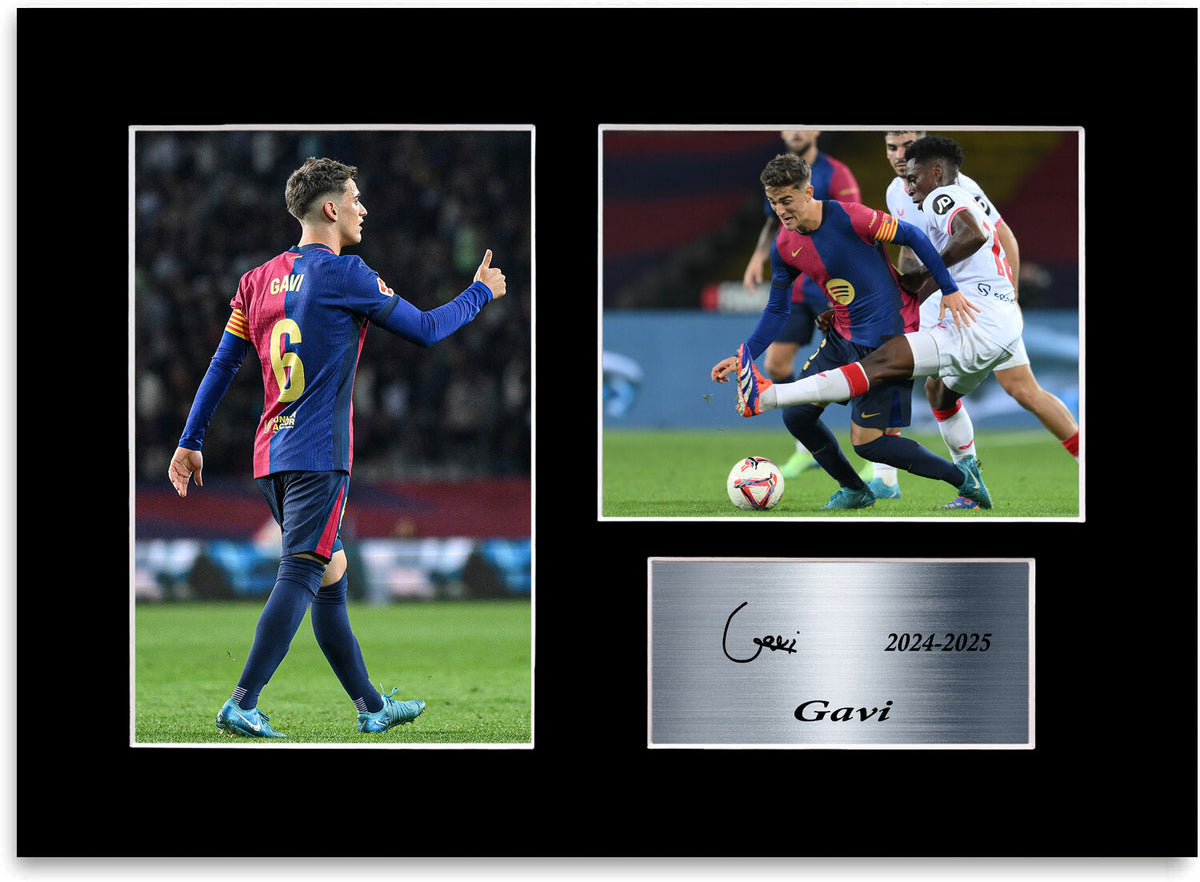 Gavi Football Player Barcelona mounted display by LJW Prints