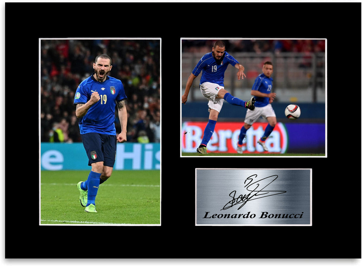 Leonardo Bonucci Italy Euro 2020 Football A4 Signed Photo Display Mount Poster