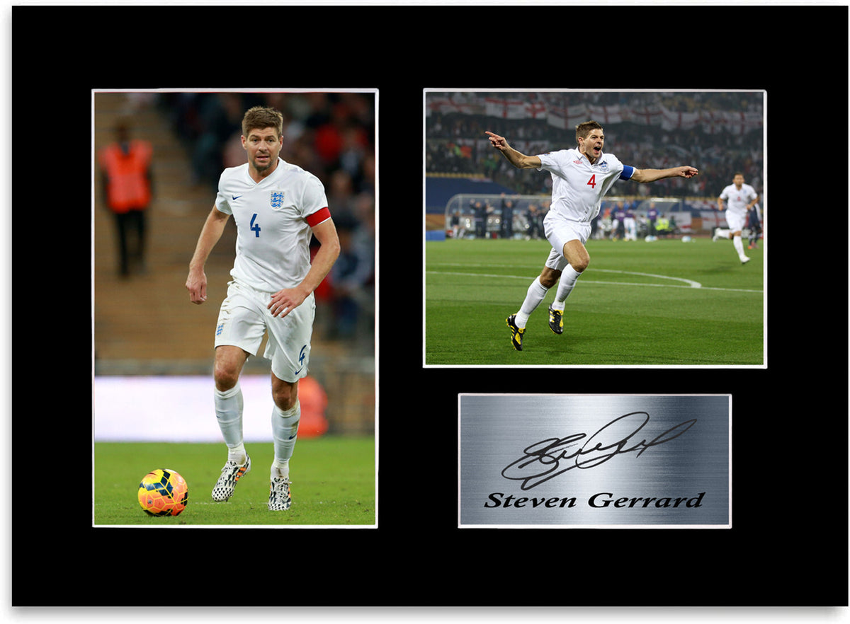 Steven Gerrard England A4 Poster Signed Autograph Photo Display Mount Gift