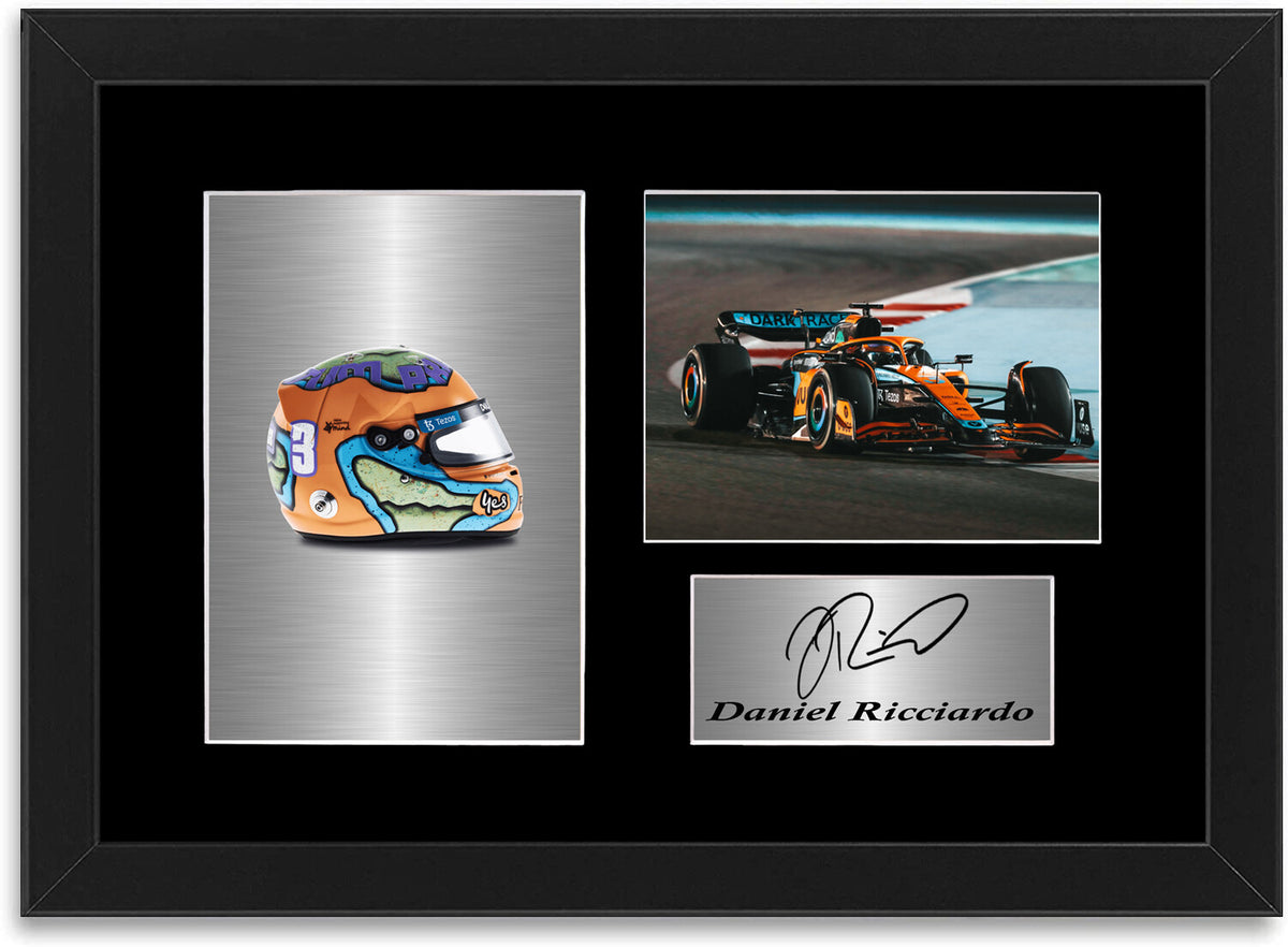Daniel Ricciardo Formula 1 2022 Car Helmet Signed Photo Display Mount A4 Framed