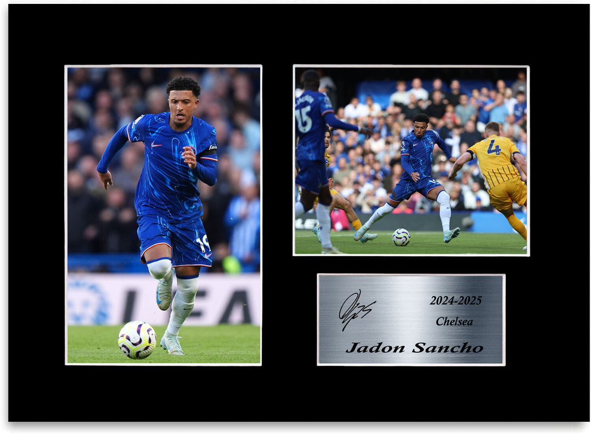 Jadon Sancho Chelsea Player mounted display by LJW Prints