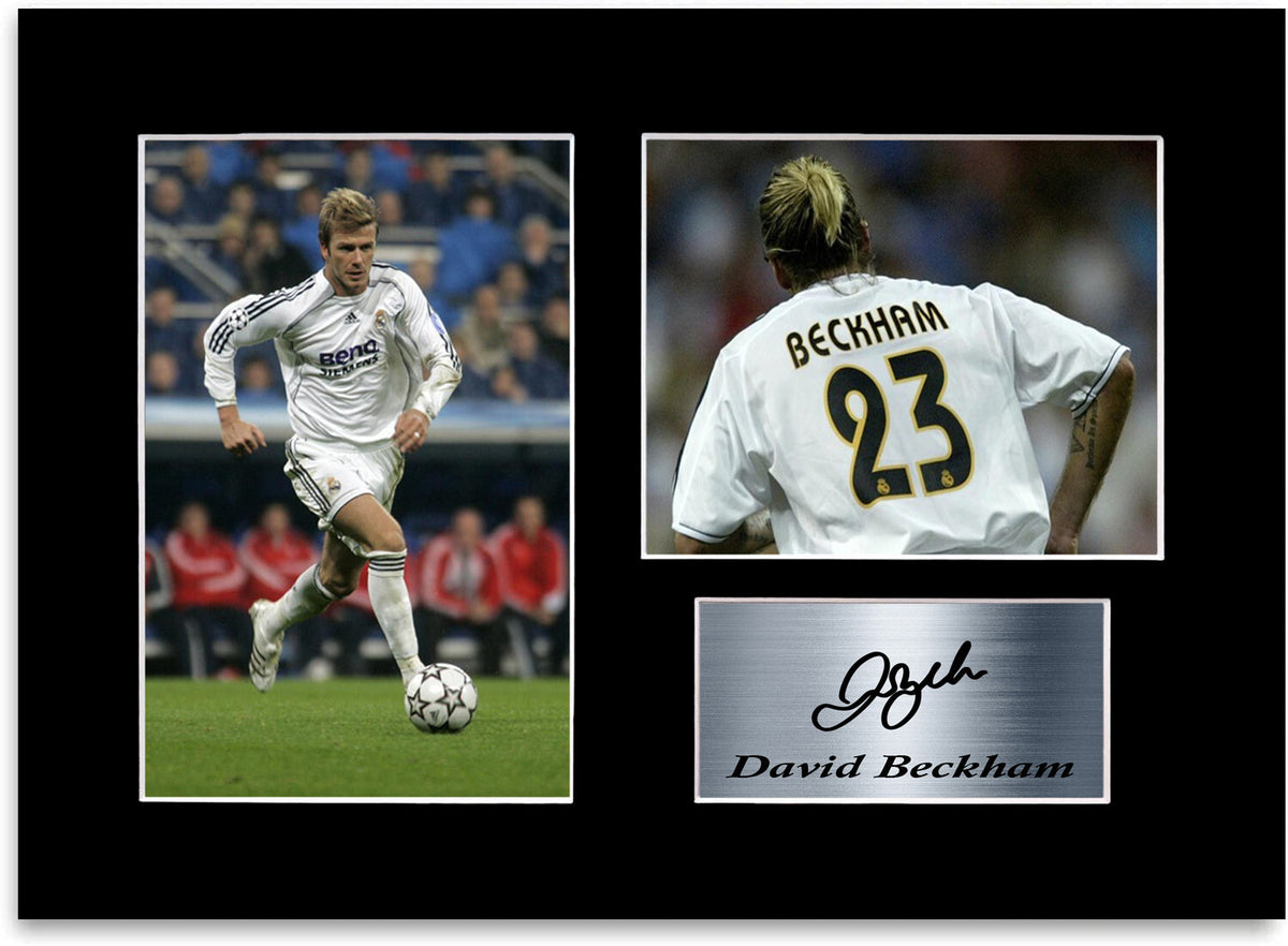 David Beckham Real Madrid Player Printed mounted display by LJW Prints