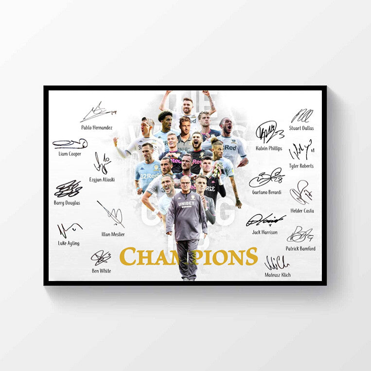 Leeds United Champions Winners 2019-2020 Signed Printed Poster A4