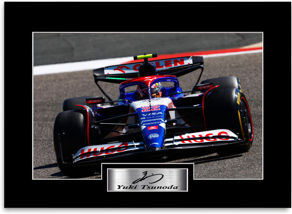 Yuki Tsunoda Formula 1 Driver 2024 mounted display by LJW Prints