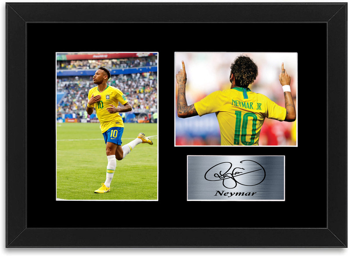 Neymar Brazil PSG Player Signed Autograph Photo Display Mount Gift A4 Framed