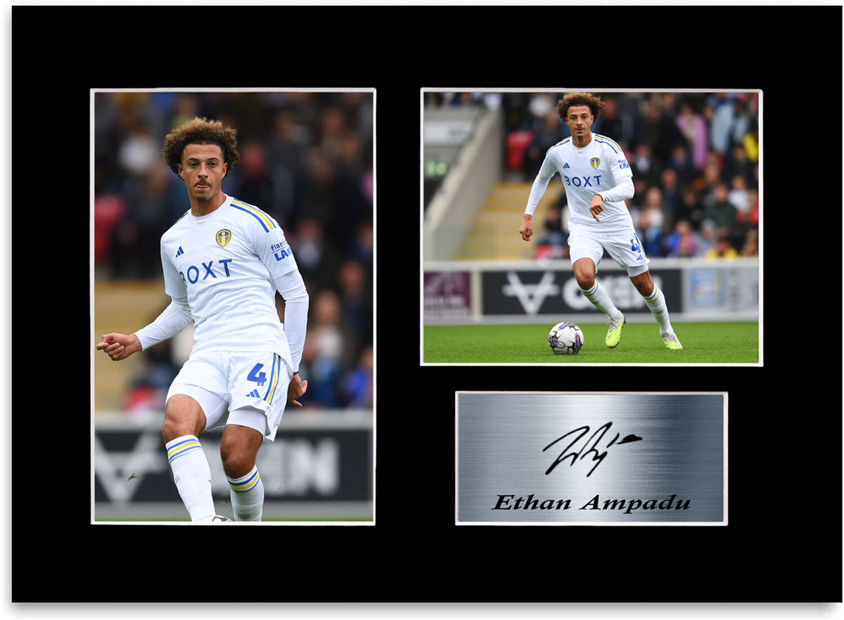 Ethan Ampadu Leeds United Player mounted display by LJW Prints