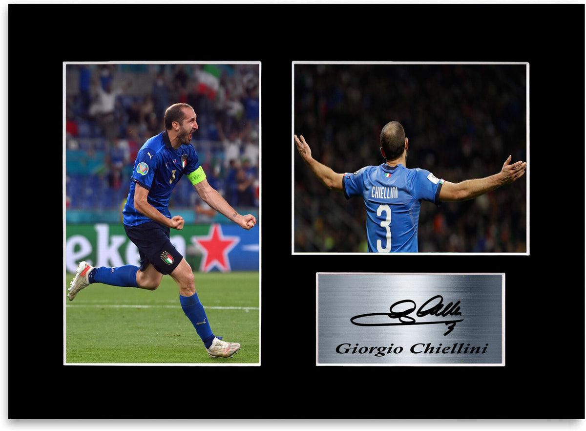 Giorgio Chiellini Italy Euro 2020 Football A4 Signed Photo Display Mount Poster