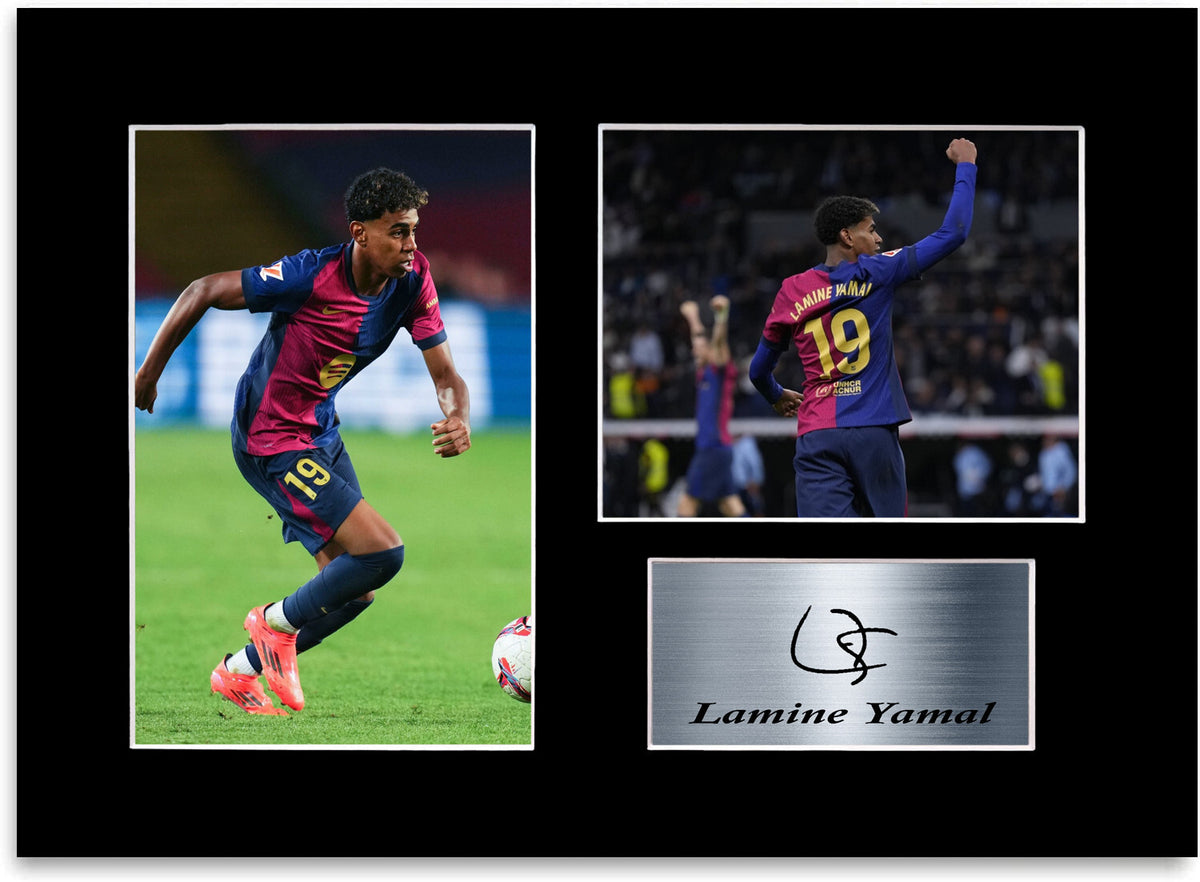 Lamine Yamal Barcelona 2024 Spain Football mounted display by LJW Prints
