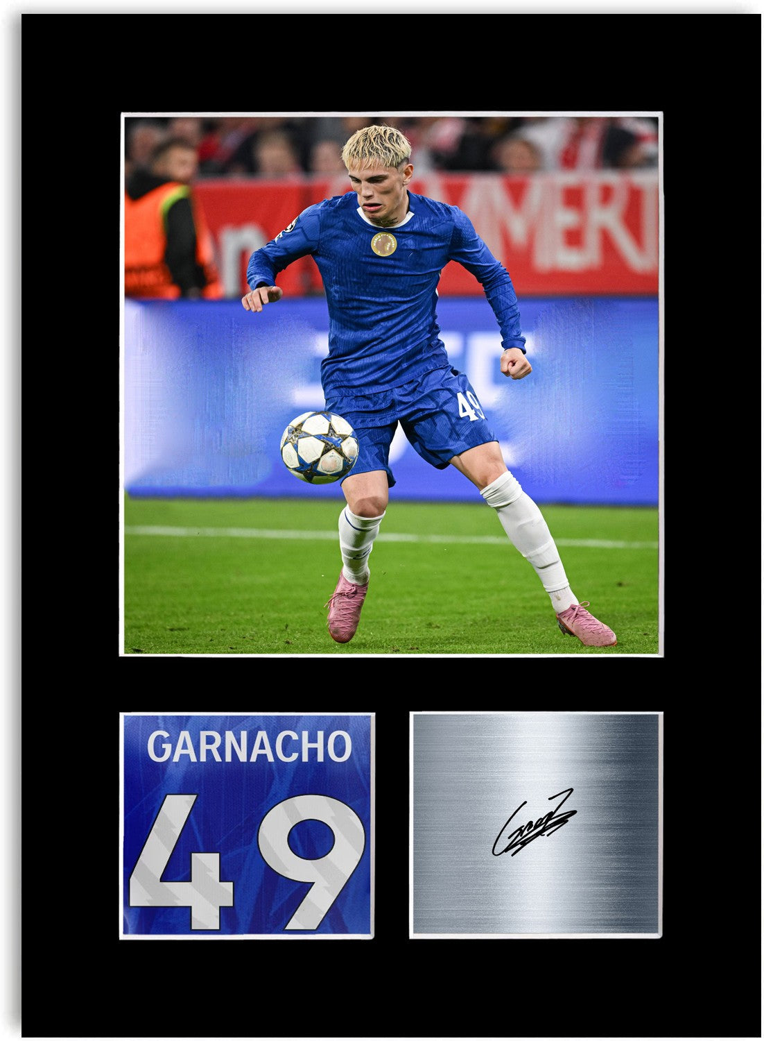 Alejandro Garnacho Football Player Poster Signed Photo Display Mount Print A4