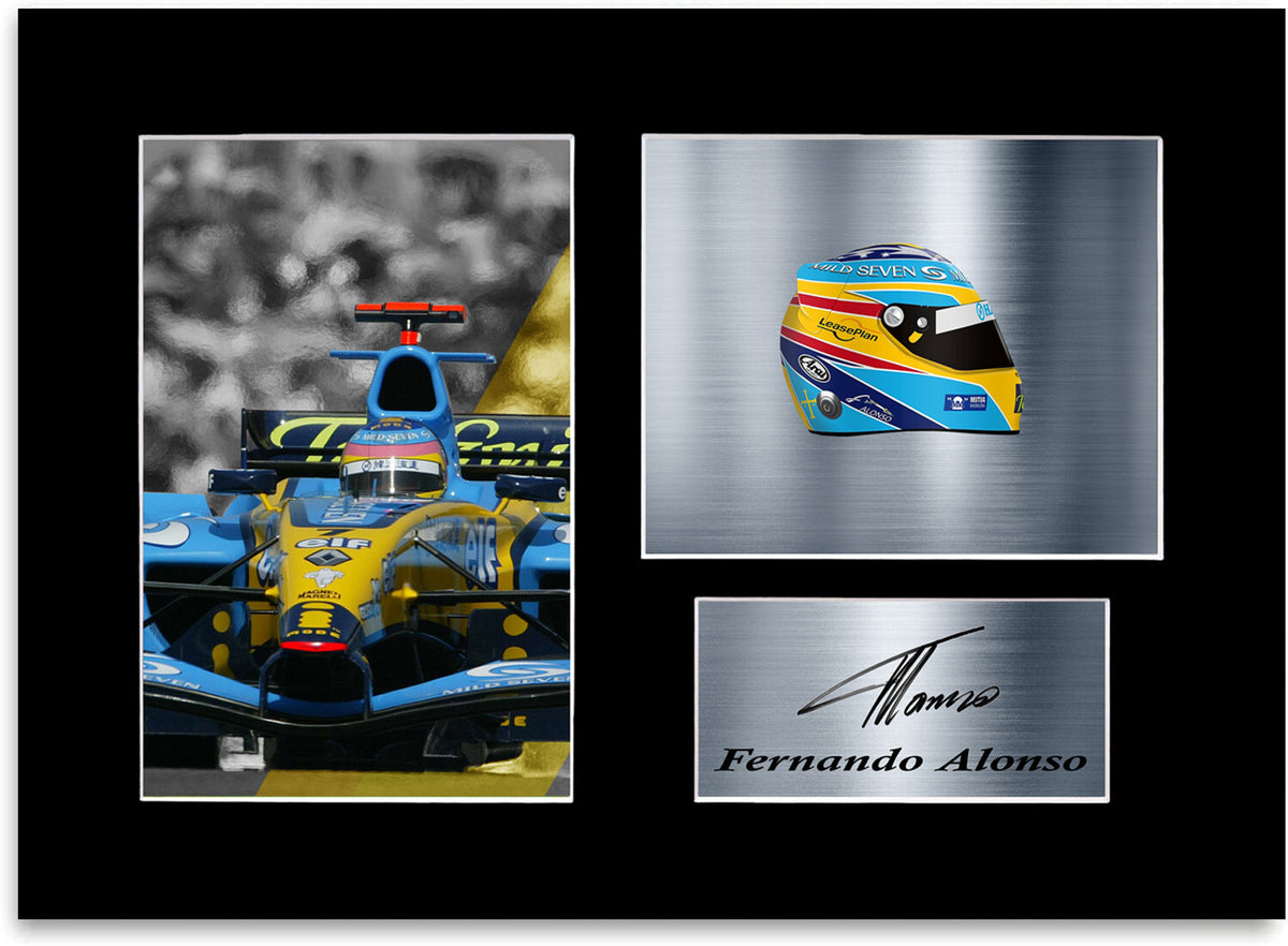 Fernando Alonso F1 Renault World Champion 2005 Signed Photo Display Mount A4