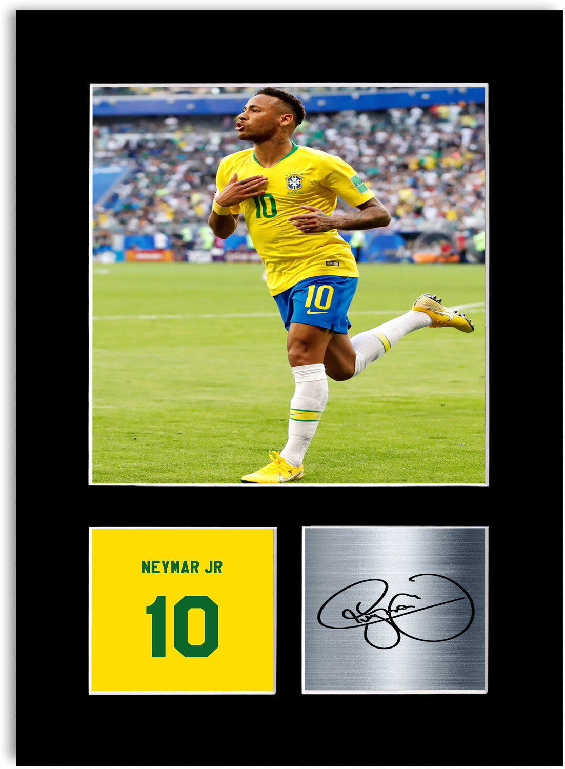 Neymar Brazil Football Player mounted display by LJW Prints