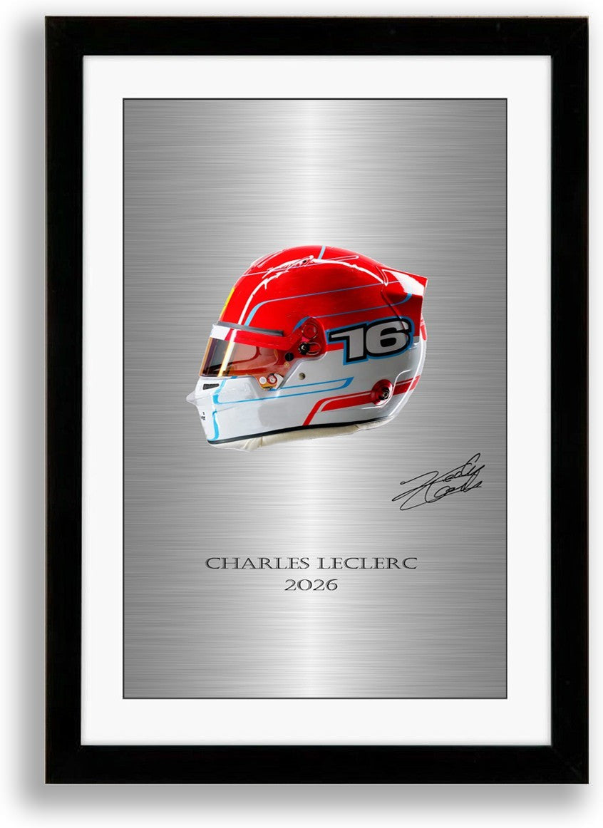 Charles Leclerc 2026 Helmet Poster Framed Mount Signed Print Gift For F1 Fans