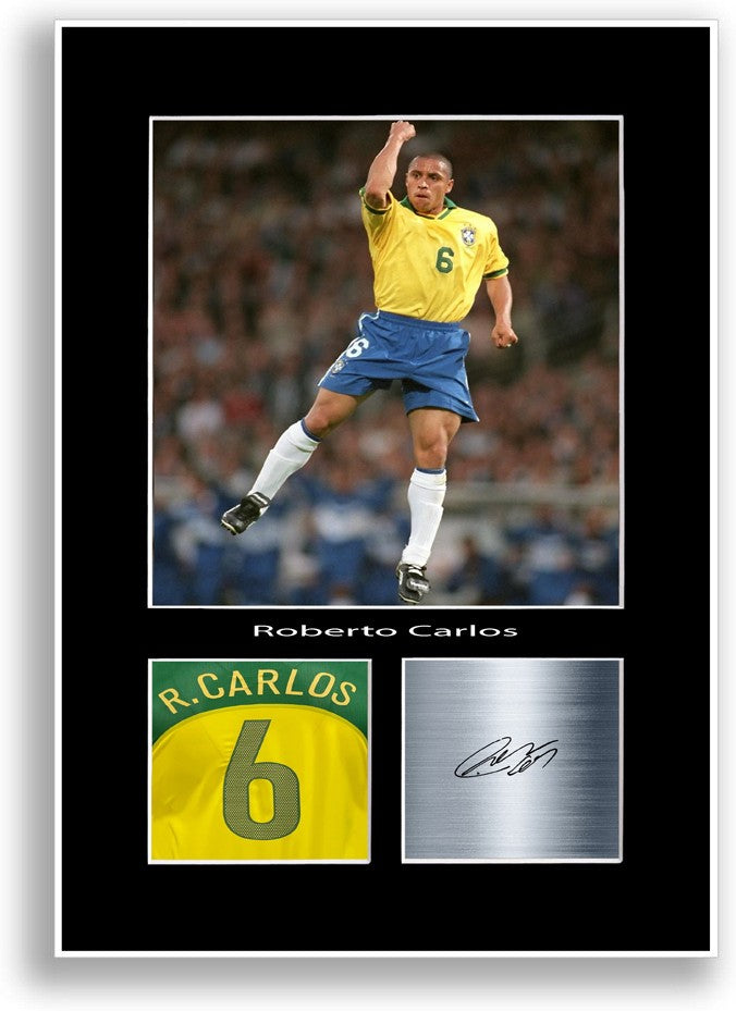 Roberto Carlos Football Player Poster Signed Print Photo A4 Wall Art Gift Idea