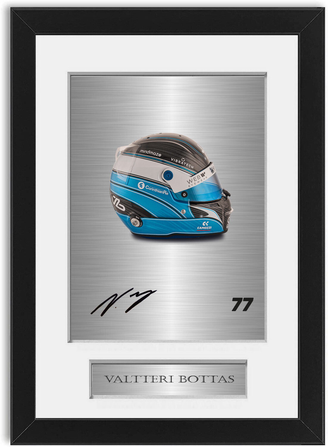 Valtteri Bottas Formula 1 2023 Driver Helmet Signed Photo Display Mount A4 Frame