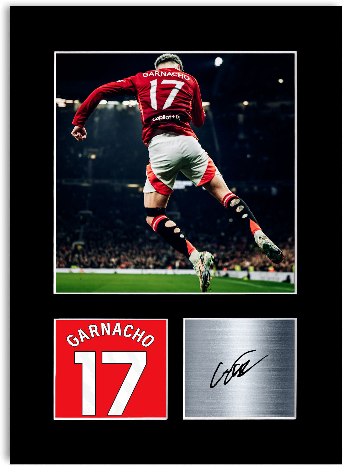 Alejandro Garnacho Man United Player mounted display by LJW Prints