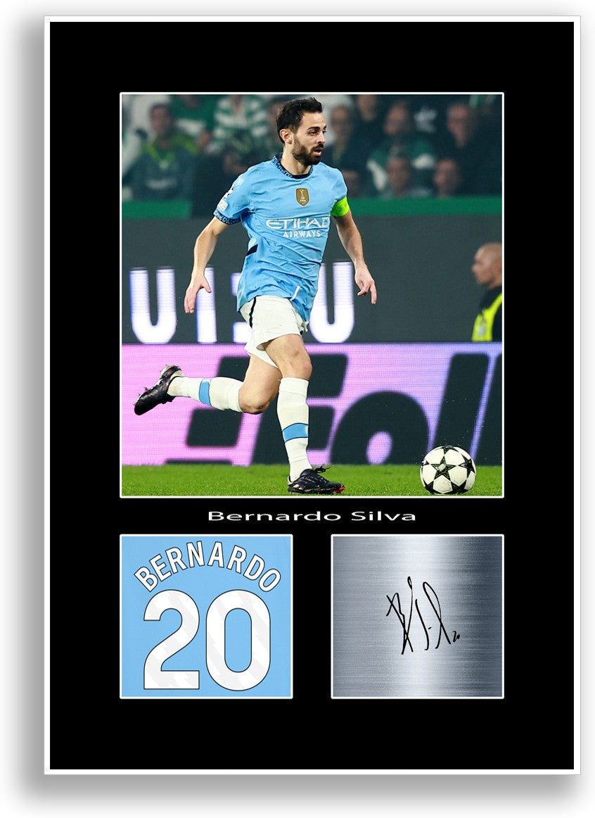 Bernardo Silva Football Player Poster Signed Print Photo A4 Wall Art Gift Idea