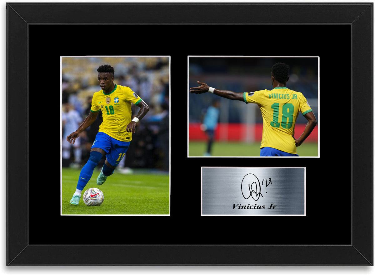 Vinicius Jr Vini Junior Brazil Football Signed Photo Display Poster Framed