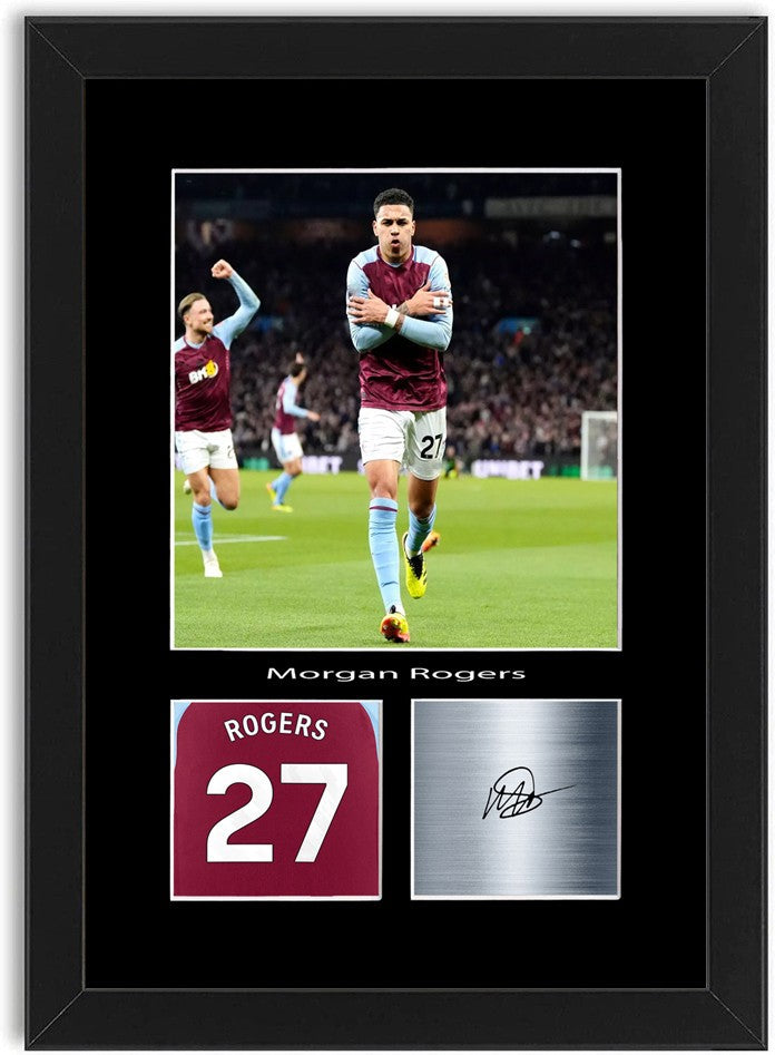 Morgan Rogers Football Player Poster Signed Print Photo A4 Wall Art Framed