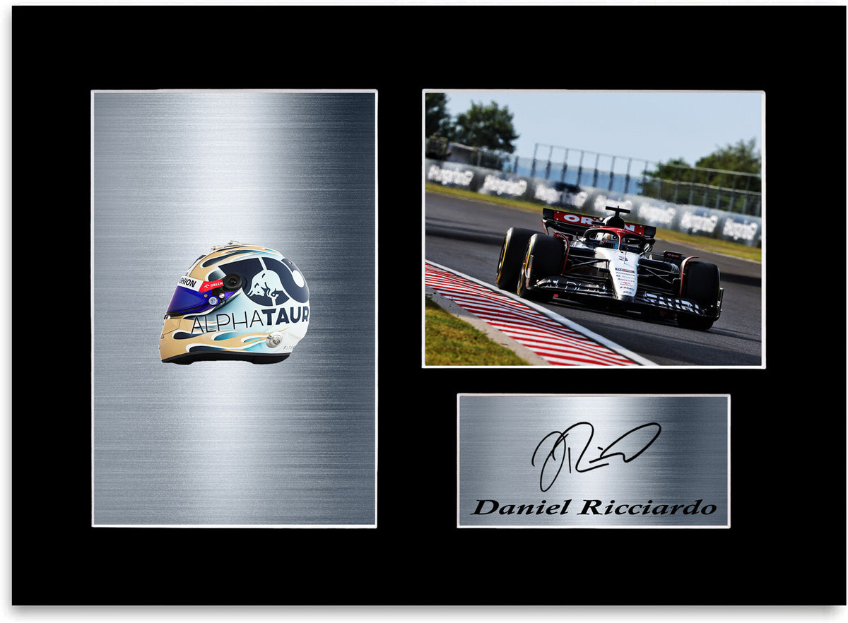 Daniel Ricciardo alphatauri F1 Driver 2023 Signed Photo Display Mount A4 Poster