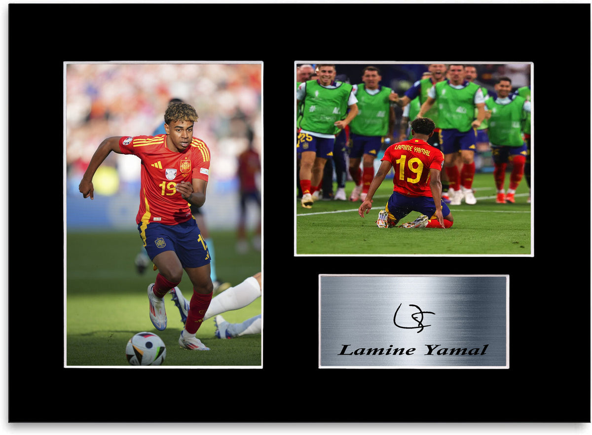 Lamine Yamal Spain Euro 2024 Football Player mounted display by LJW Prints