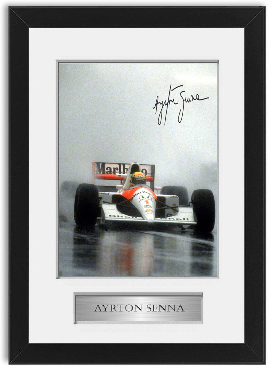 Ayrton Senna F1 Champion Signed Photo Display Mount Framed Poster A4