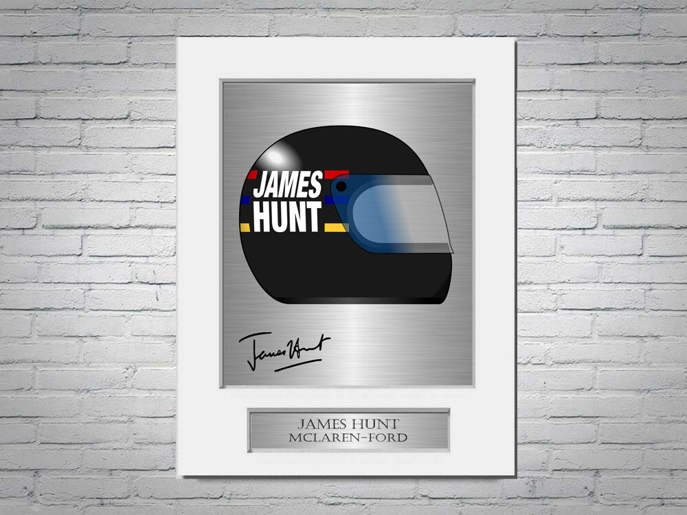 James Hunt F1 Champion Signed Helmet Photo Display Mount A4