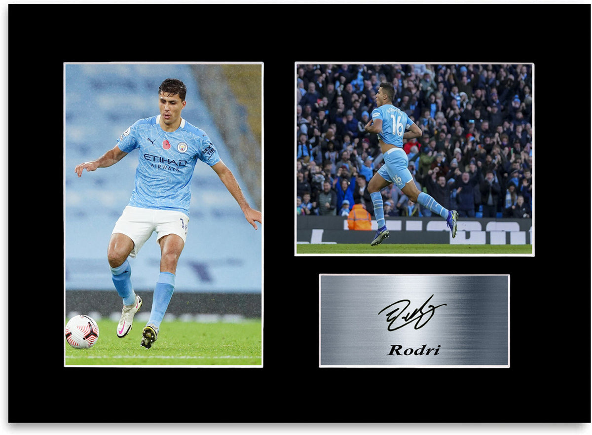 Rodri Rodrigo Man City Player A4 Signed Photo Display Mount Gift Poster
