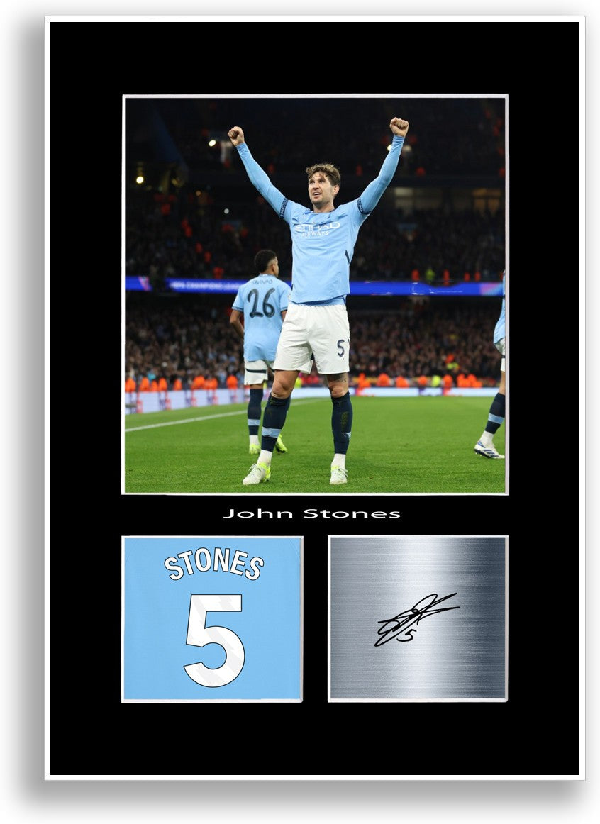 John Stones Football Player Poster Signed Print Photo A4 Wall Art Gift Idea