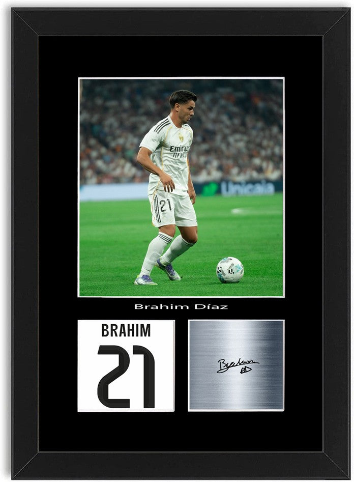 Brahim Diaz Football Player Poster Signed Print Photo A4 Wall Art Framed