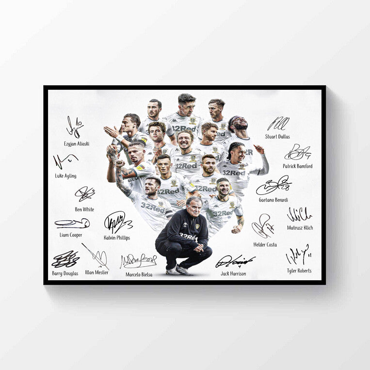 Leeds United Champions Winners 2019 2020 Signed Printed Poster A4