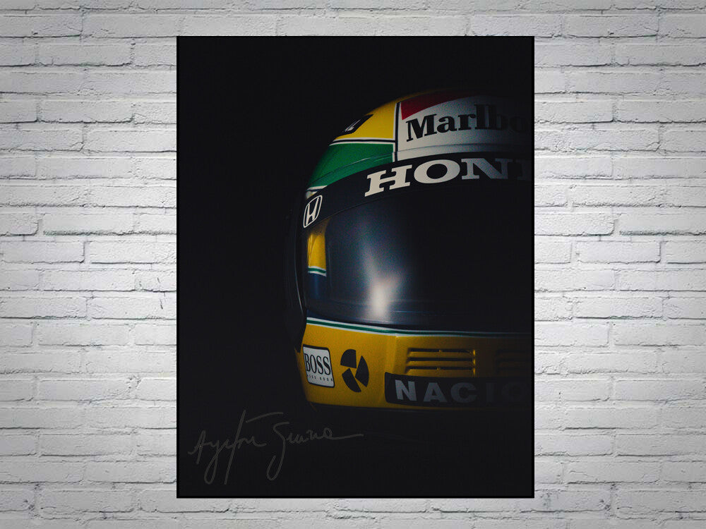 Ayrton Senna Mclaren Formula 1 1988 Champion Helmet Signed Poster A4