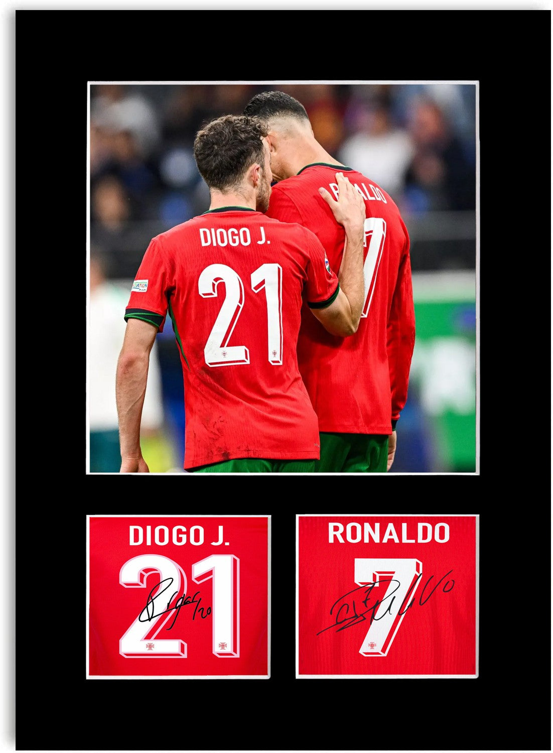 Diogo Jota And Ronaldo Portugal Football Players Signed Photo Poster Mount Gift