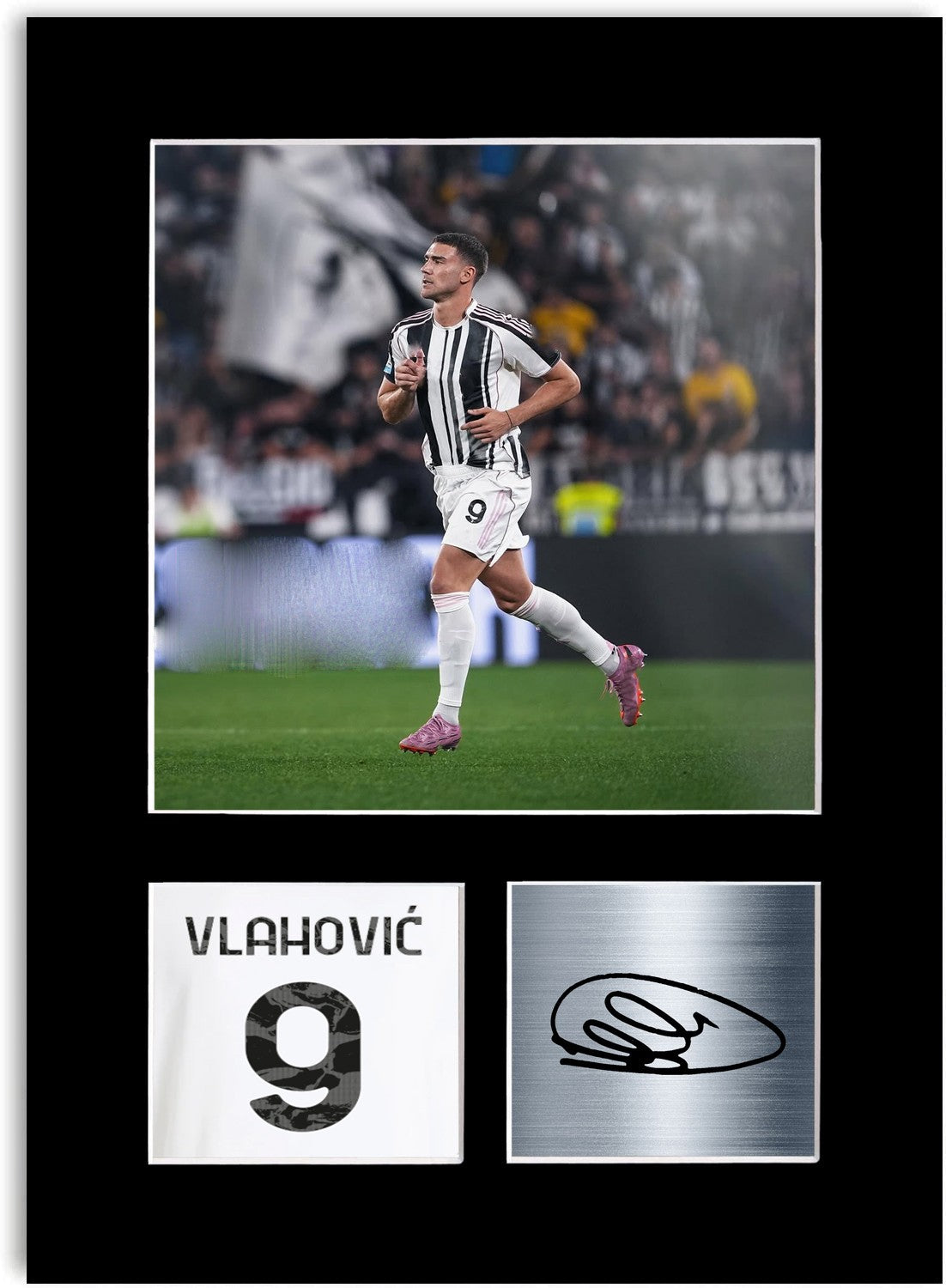 Dusan Vlahovic Football Player Poster A4 Signed Photo Display Mount Gift Print