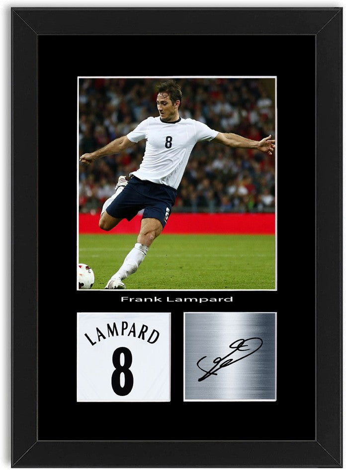 Frank Lampard England Football Poster Signed Print Photo A4 Wall Art Framed