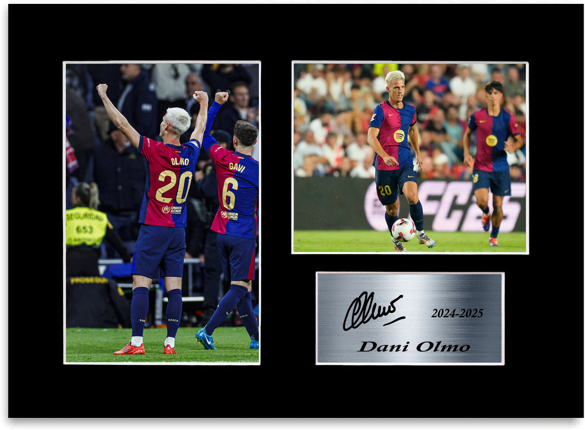 Dani Olmo Football Player Barcelona mounted display by LJW Prints