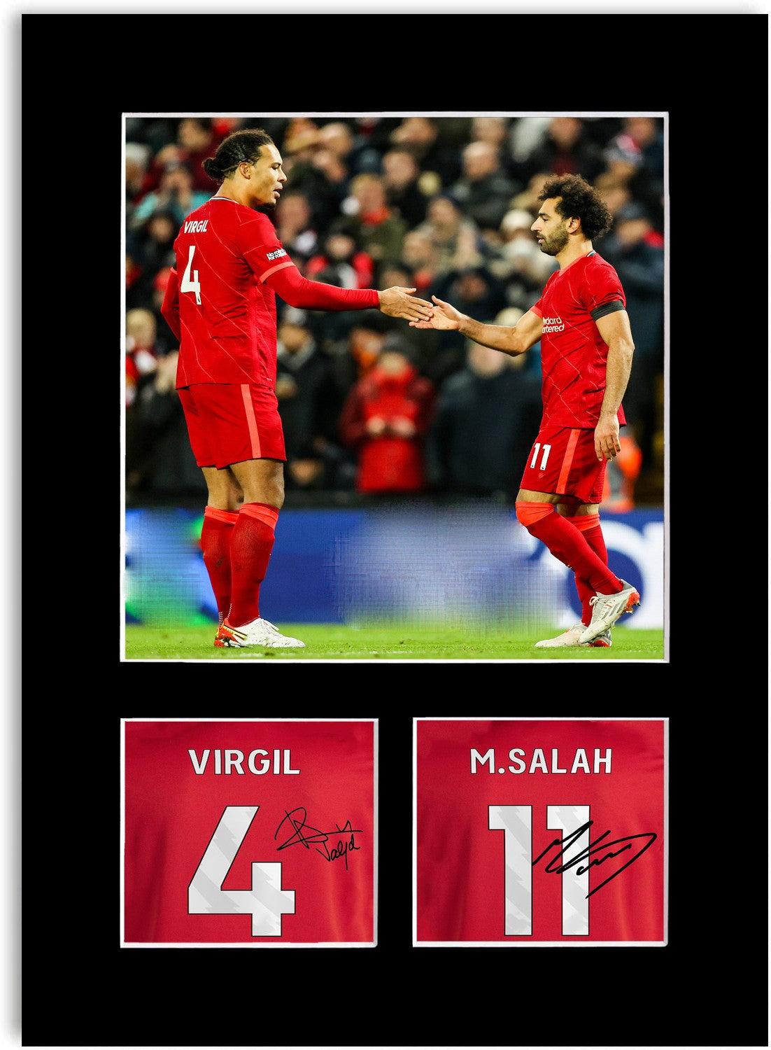 Mo Salah And Virgil van Dijk Liverpool Poster Signed Photo Display Mount Print