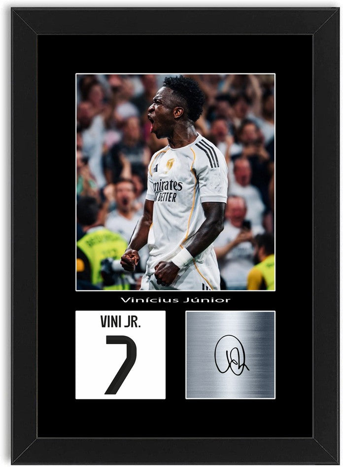 Vini Jr Vinicius Football Player Poster Signed Print Photo A4 Wall Art Framed