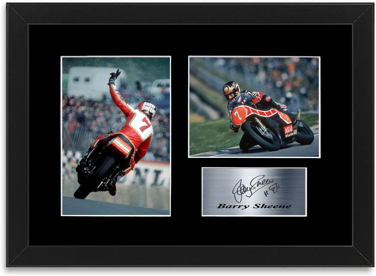 Barry Sheene Motorcycle Racer framed print by LJW Prints