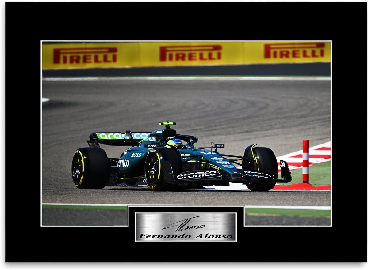 Fernando Alonso F1 Champion 2024 mounted display by LJW Prints