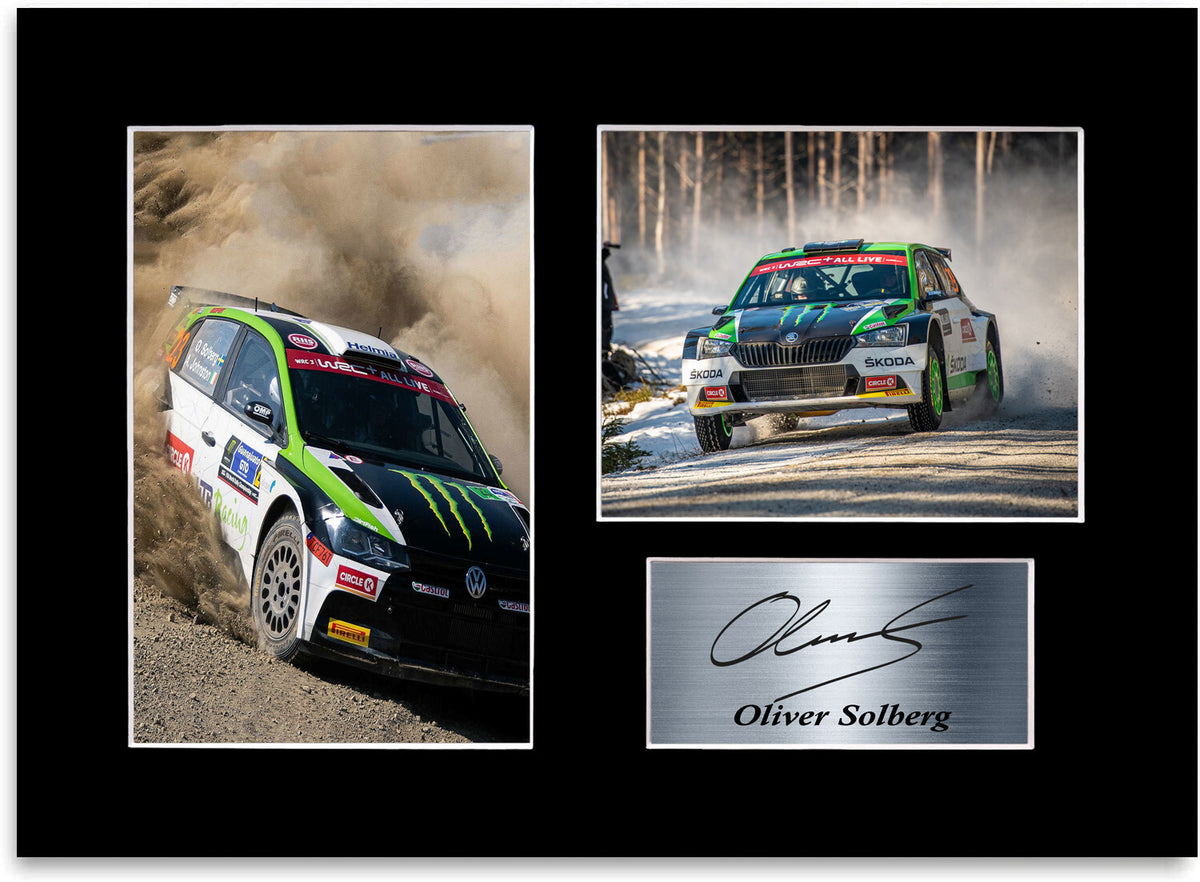 Oliver Solberg World Rally Driver WRC Signed Photo Display Mount A4 Poster