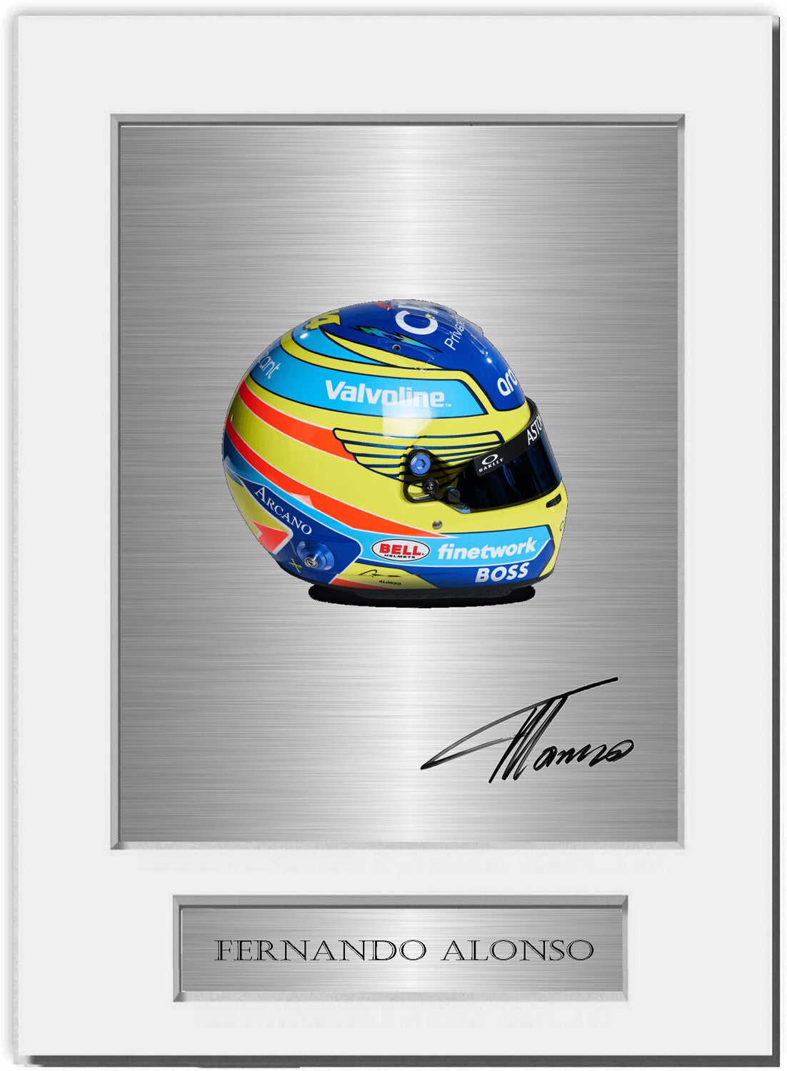Fernando Alonso F1 Formula 1 2024 Helmet mounted display by LJW Prints