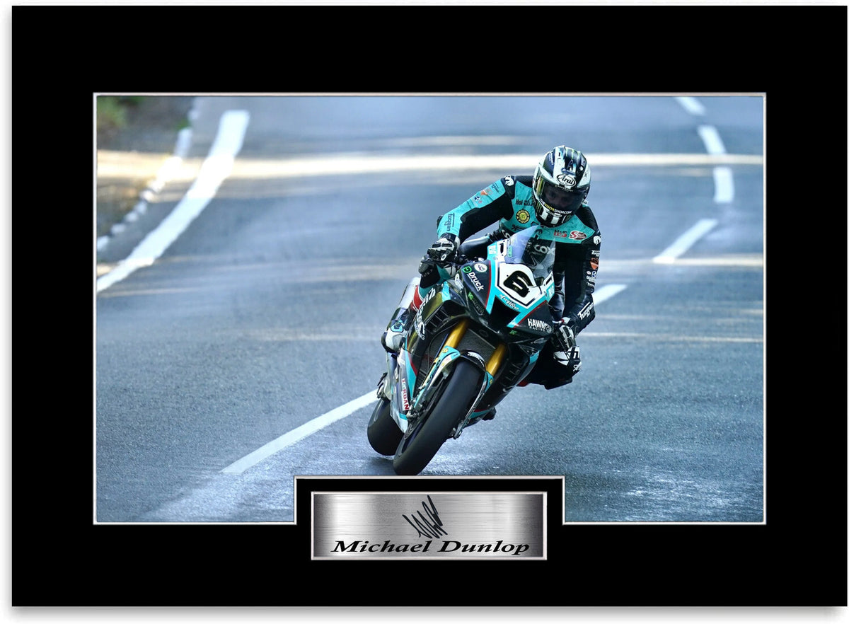 Michael Dunlop Motorcycle Racer mounted display by LJW Prints