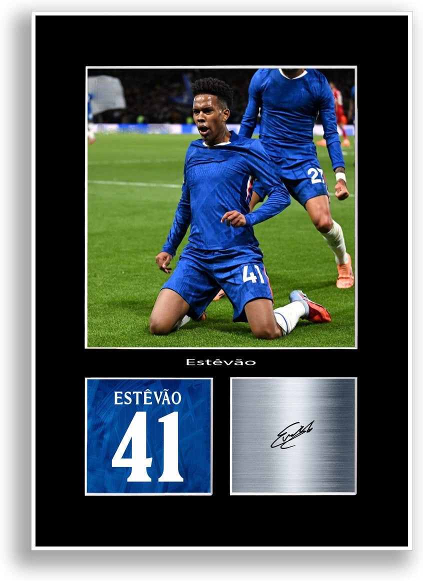 Estevao Football Player Poster Signed Print Photo A4 Wall Art Gift Idea