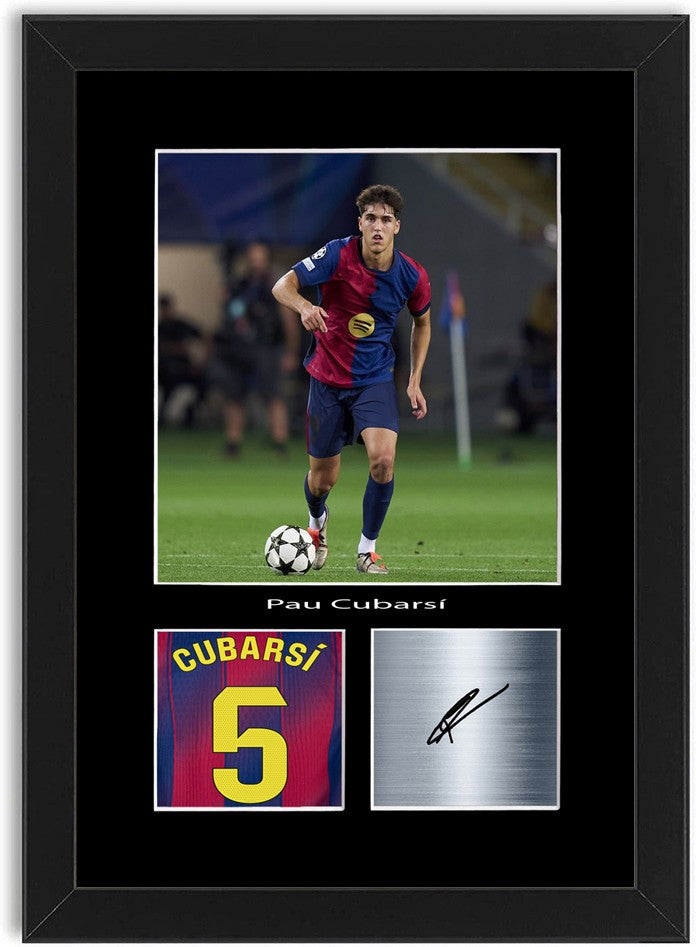 Pau Cubarsi Football Player Poster Signed Print Photo A4 Wall Art Framed